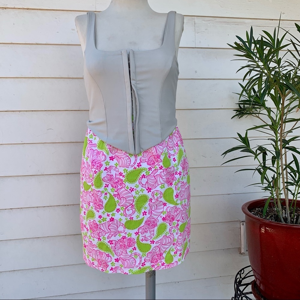 VTG 90 2000 y2K Pastel Lily Pulitzer Cat Martini Tiger Skirt Preppy Floral 6 Pok - Picture 3 of 8